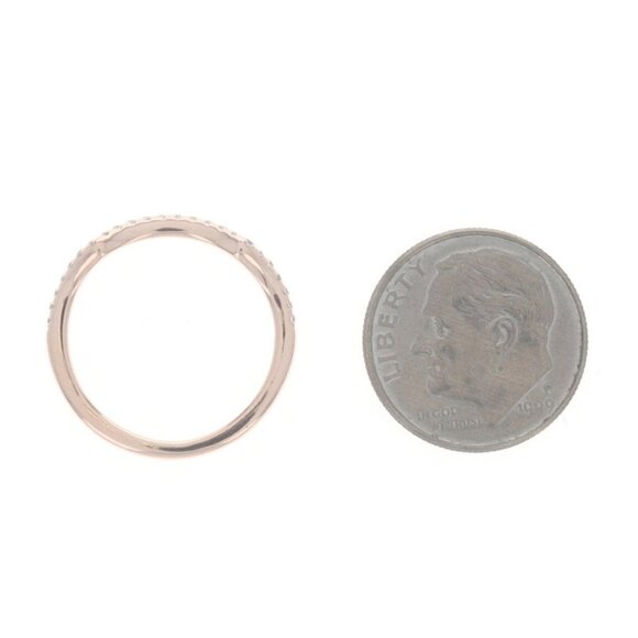 Rose Gold Diamond Contoured Enhancer Wedding Band - 14k Round .15ctw Guard Ring - Picture 5 of 6